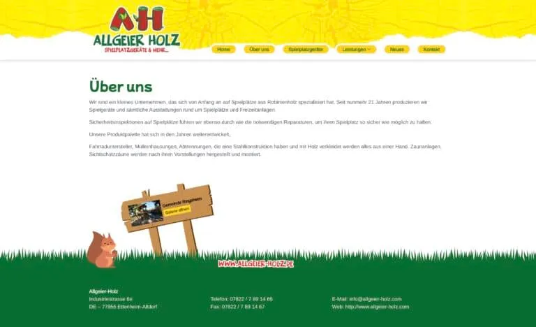 Screenshot der Allgeier-Holz Website