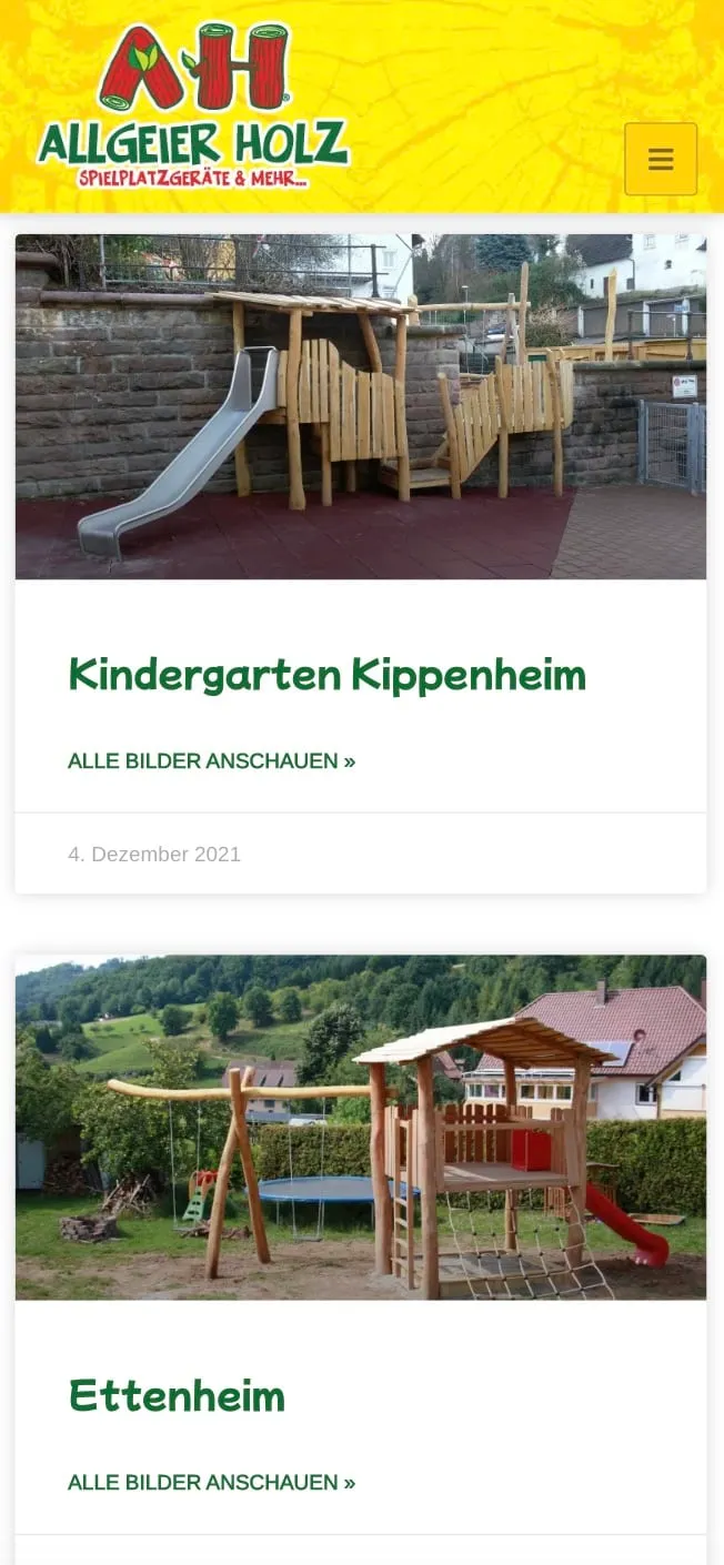 Screenshot der Allgeier-Holz Website – Mobile