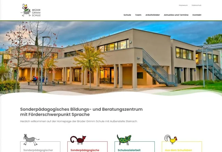 Screenshot der Website der Brüder-Grimm-Schule Lahr