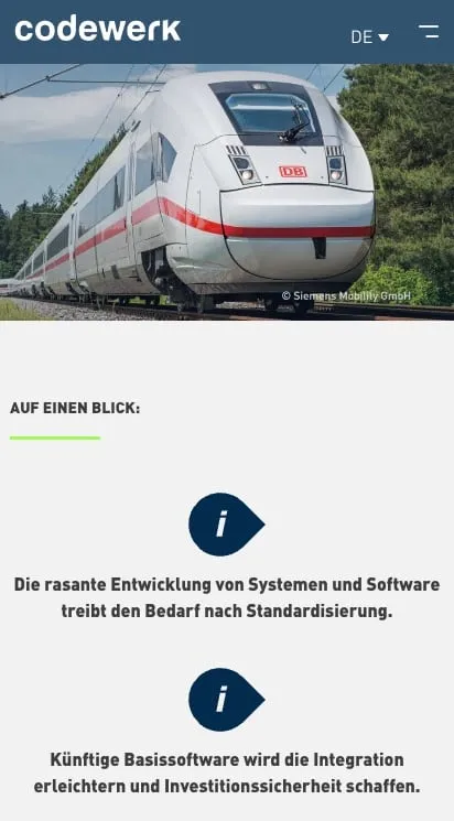 Screenshot der codewerk Website – Mobile