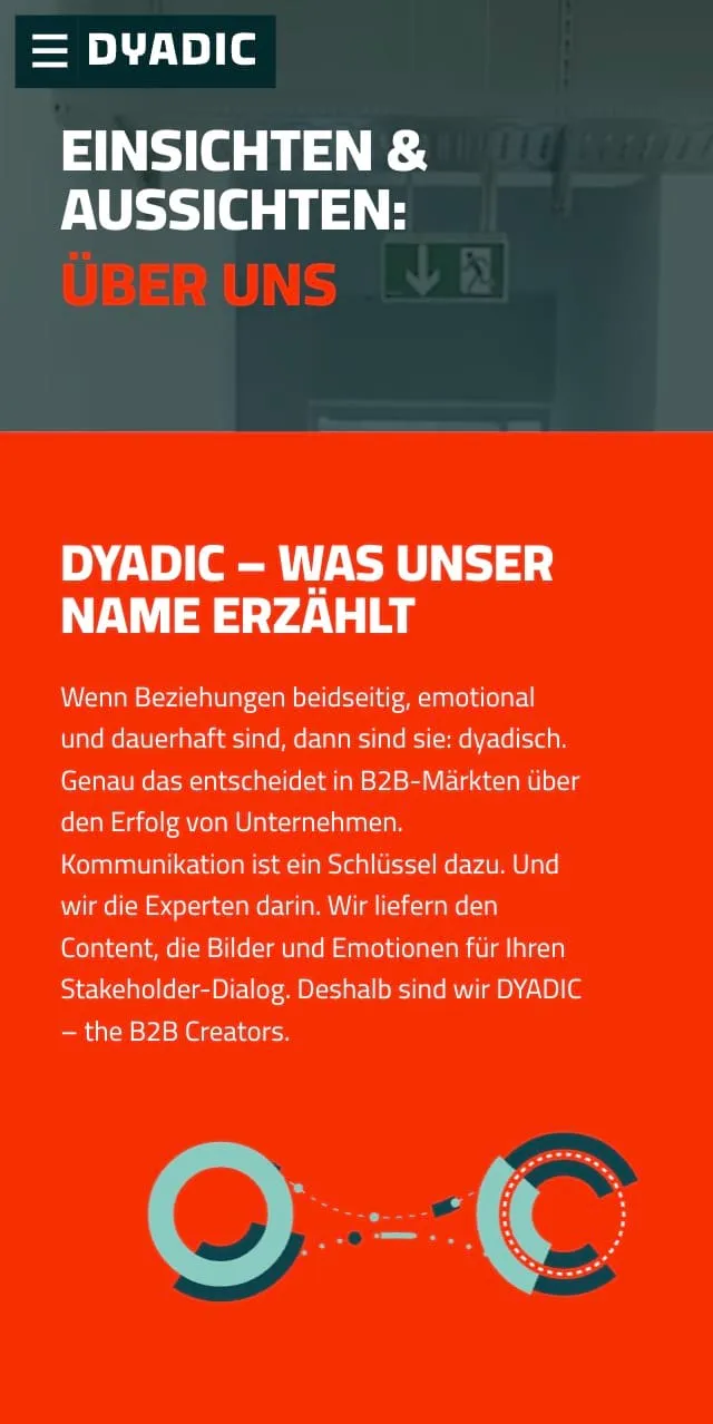 Screenshot der DYADIC Agency Website – Mobile