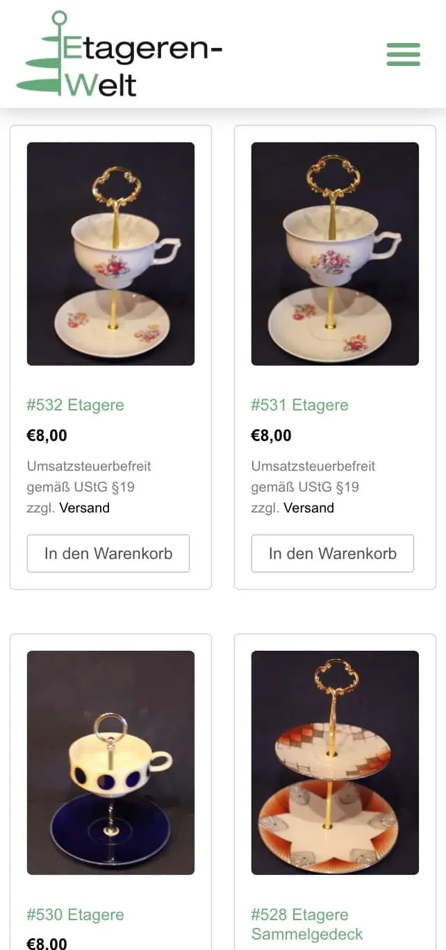 Screenshot des Etagerenwelt Online-Shops – Mobile