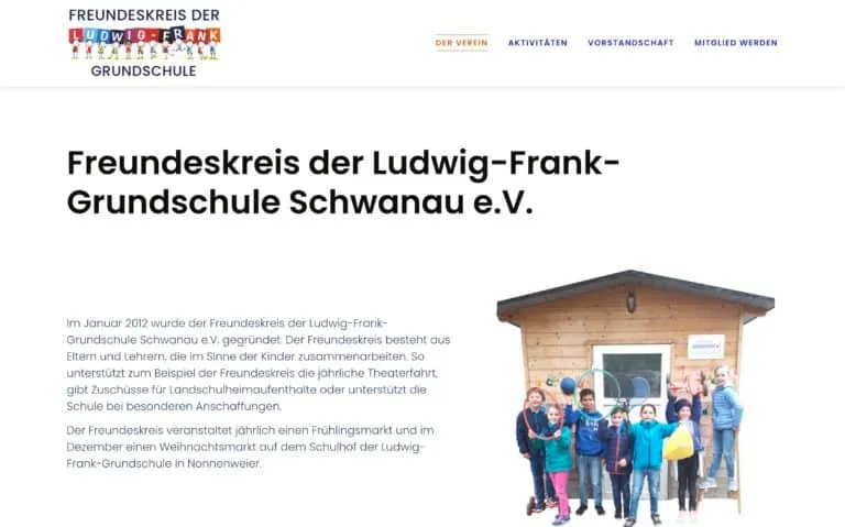 Screenshot der Freundeskreis Grundschule Website