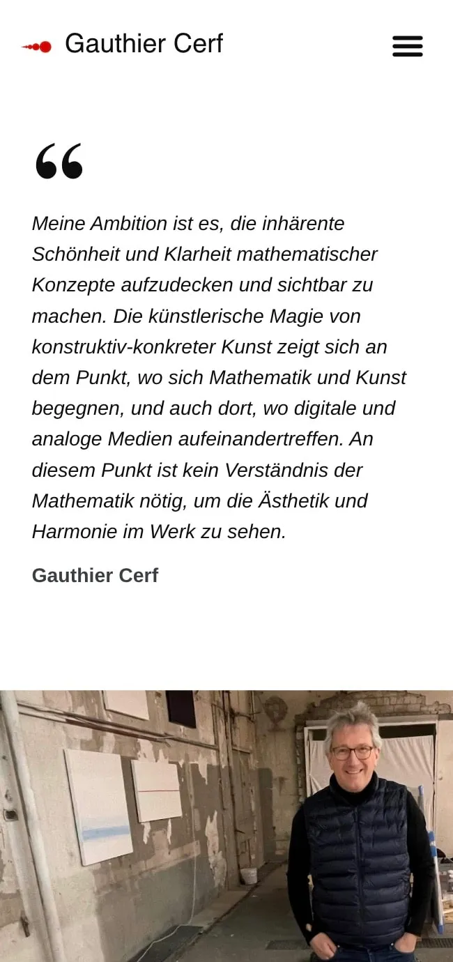 Screenshot der Gauthier Cerf Website – Mobile