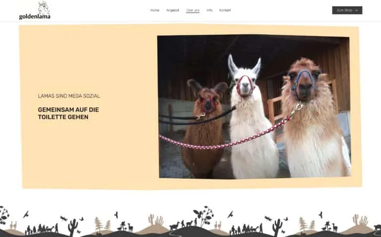 Screenshot der Goldenlama Website