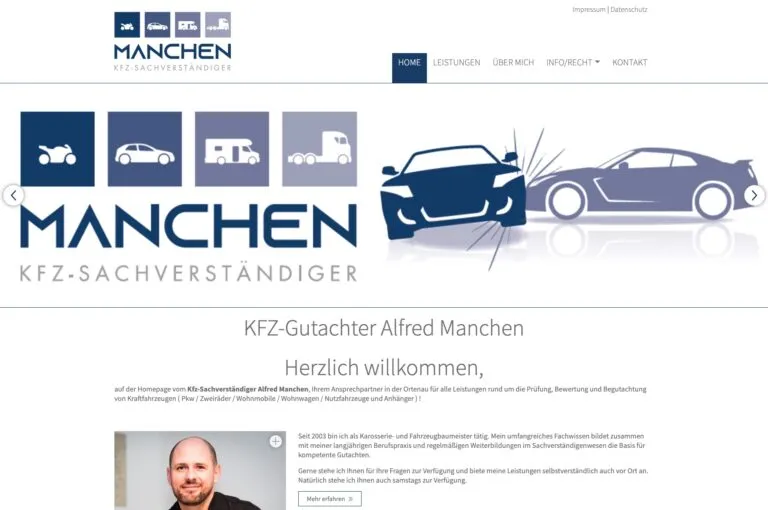 Screenshot der Gutachter Manchen Website