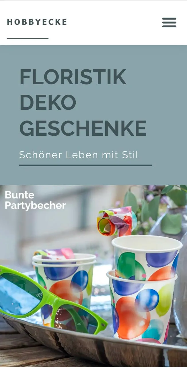 Screenshot der Hobbyecke Website – Mobile