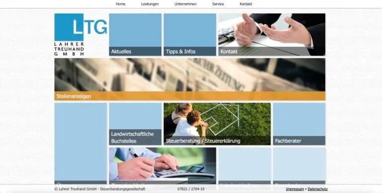 Screenshot der Lahrer Treuhand Website