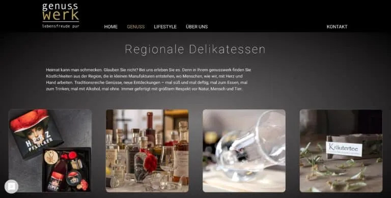 Screenshot der Genusswerk Gengenbach Website