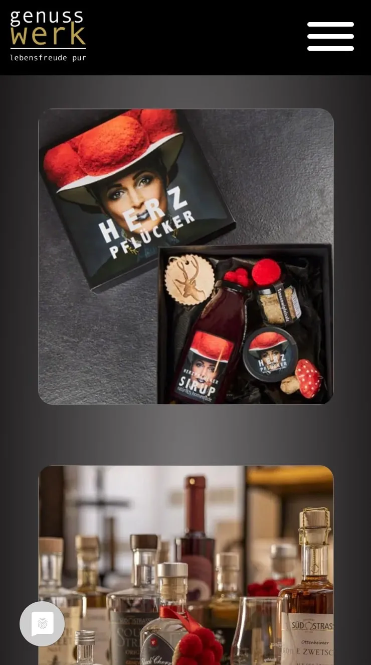 Screenshot der Genusswerk Gengenbach Website – Mobile