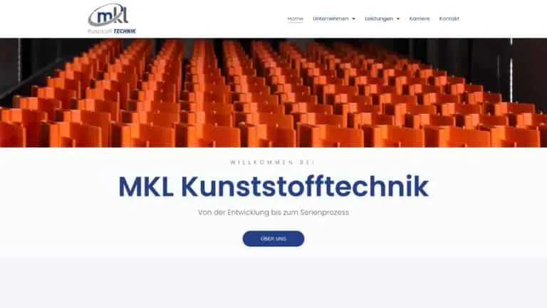 Screenshot der MKL Kunststofftechnik Website