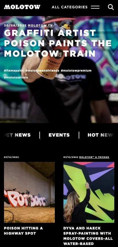 Screenshot des MOLOTOW Blogs – Mobile