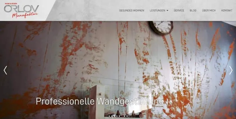 Screenshot der Orlov Wand & Boden Manufaktur Website