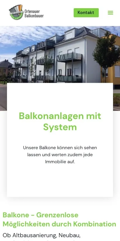 Screenshot der Ortenauer Balkonbauer Website – Mobile
