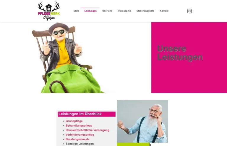 Screenshot der Pflegewerk Ortenau Website