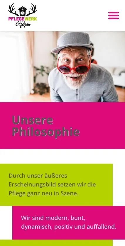 Screenshot der Pflegewerk Ortenau Website – Mobile