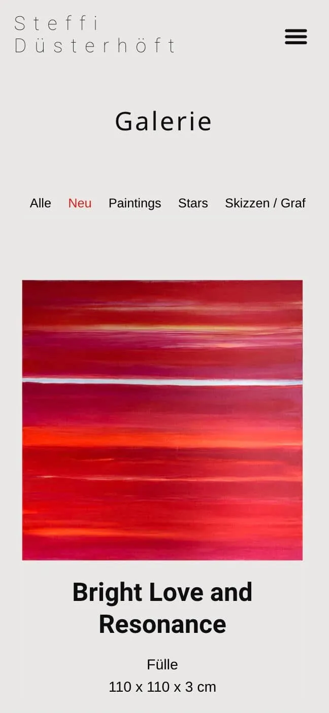 Screenshot der Website Steffi Düsterhöft – Mobile