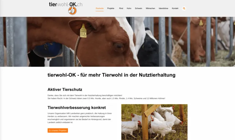 Screenshot der tierwohl-OK Website