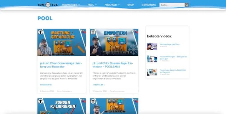 Screenshot der TomTuT.de Website