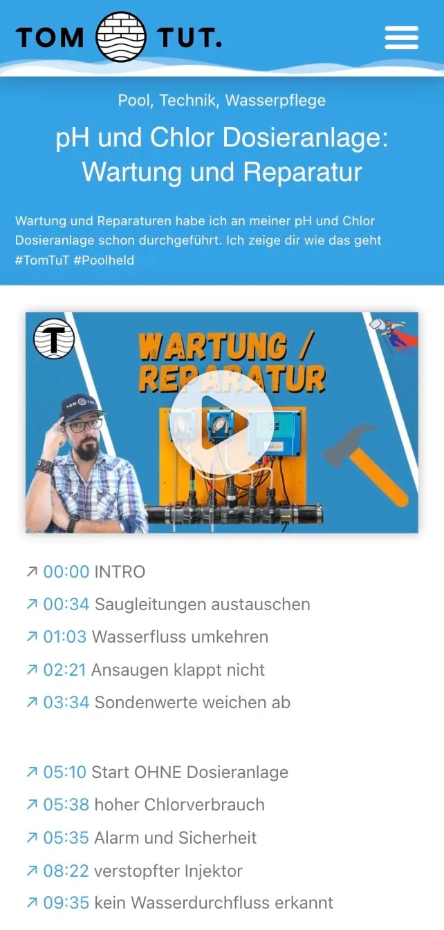 Screenshot der TomTuT.de Website – Mobile