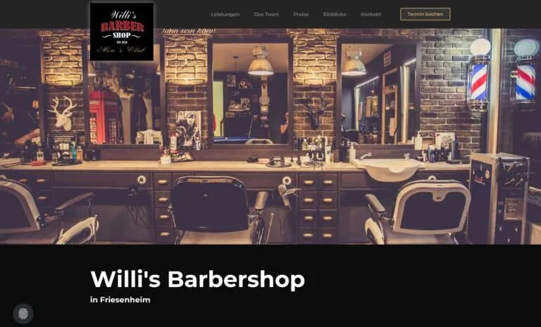 Screenshot der Willi's Barbershop Website