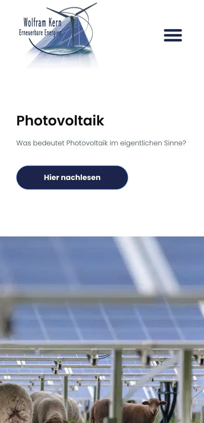 Screenshot der Wolfram Kern / wk-energie Website – Mobile