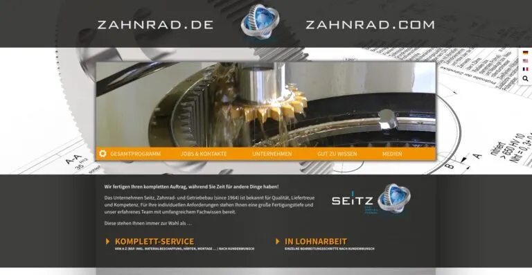 Screenshot der zahnrad.com Website