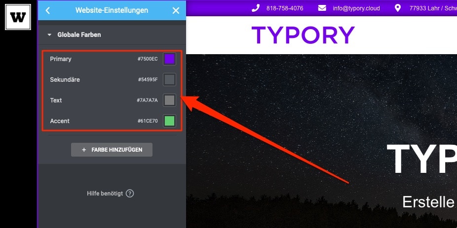 TYPORY Basisfarben anpassen