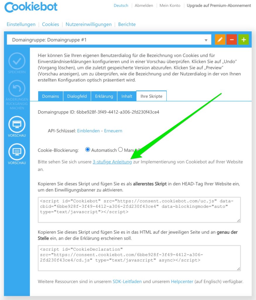Cookiebot 3-stufige Anleitung