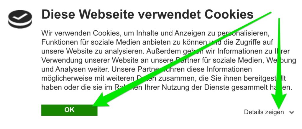 Cookiebot inline mehrere Ebenen