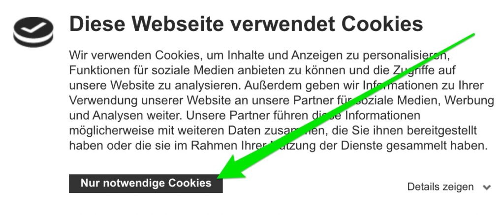 Cookiebot nur Ablehnen