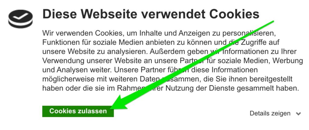 Cookiebot nur zulassen